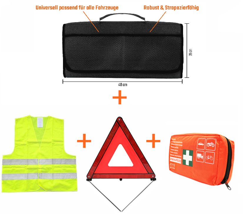 Kfz Basis Sicherheitsset mit Kofferraumtasche (Verbandtasche